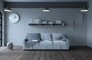 3d render of sofa in modern apartment setting